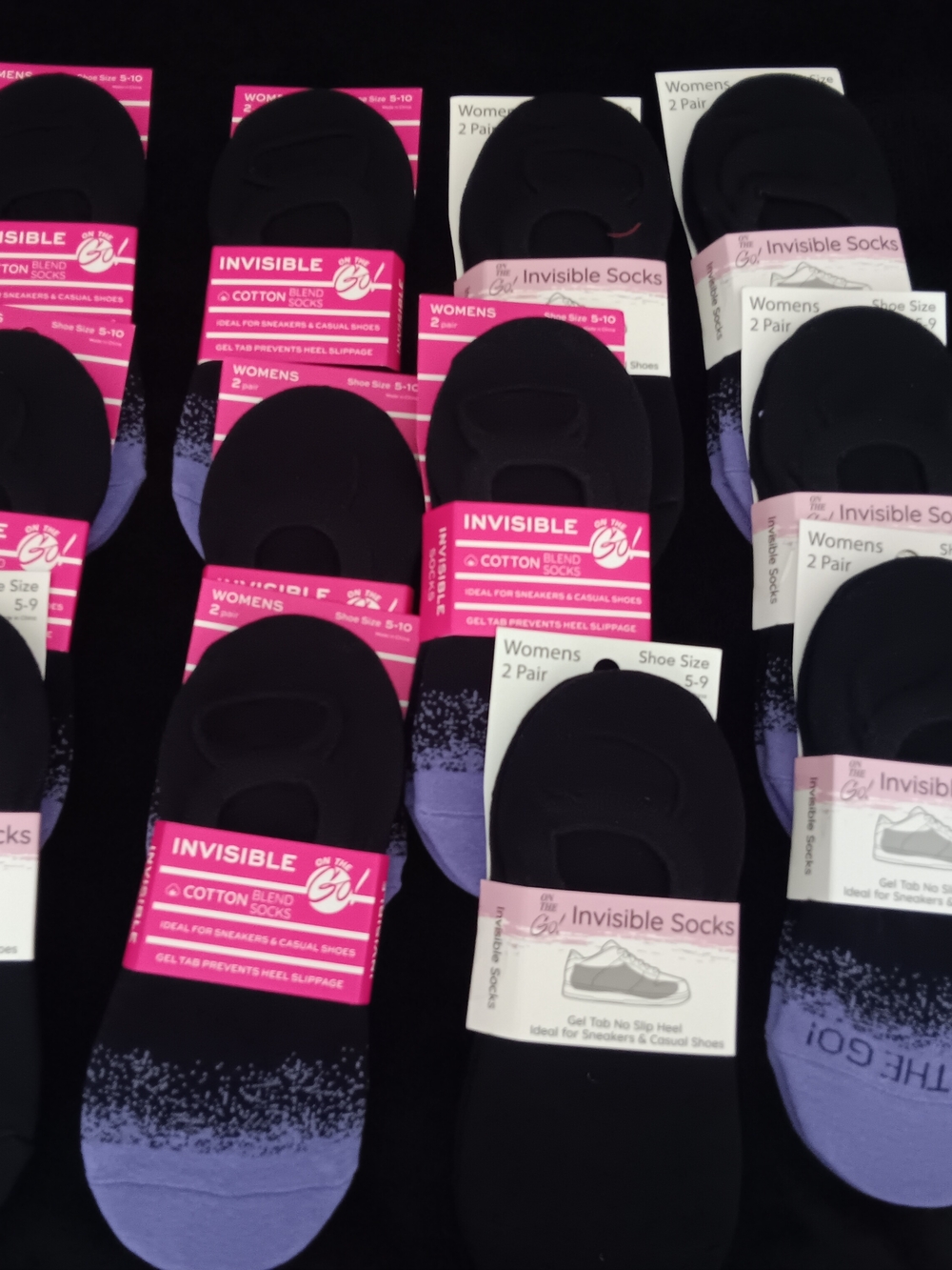 Invisible No-Show Socks for Men - Black and Purple - 24 Pair